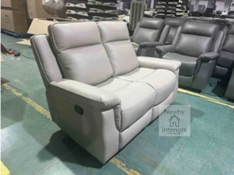 AYTOS-2R-FG - Aytos Frost Grey Leather 2 Seater Manual Recliner Sofa