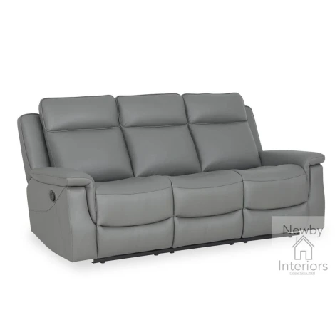 AYTOS-3R-DG - Aytos Dark Grey Leather Manual Recliner 3 Seater Sofa 