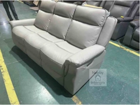 AYTOS-3R-FG-ELEC - Aytos Frost Grey Leather 3 Seater Electric Recliner Sofa