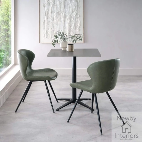 H5145-9 - Baxter Grey Stone Top Square Bistro Table with Black Metal Base