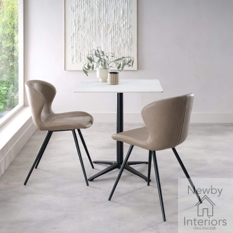H5147-9 - Baxter White Stone Top Square Bistro Table with Black Metal Base