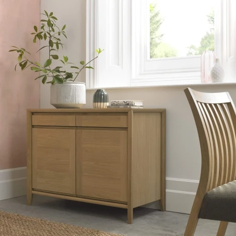 Bergen Oak Office Sideboard With Drop front Drawer