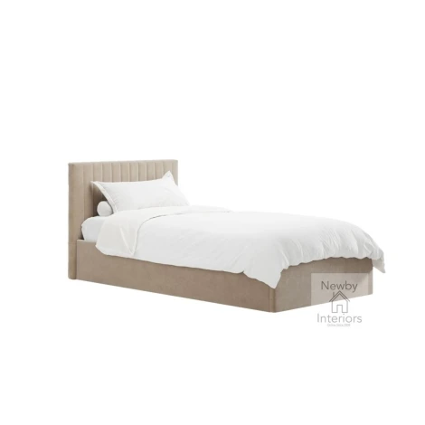 BERBEI3.0* - Berlin Beige Velvet Fabric 3ft Single Ottoman Bed