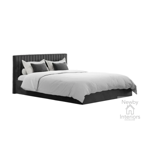 BERBLA3.0* - Berlin Black Velvet Fabric 3ft Single Ottoman Bed
