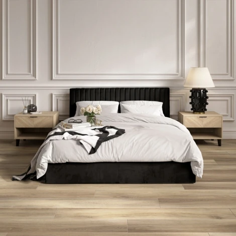 BERBLA4.6* - Berlin Black Velvet Ottoman Double Bed 