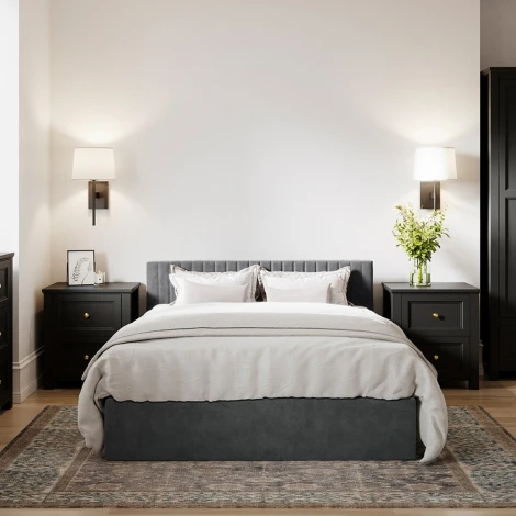 Berlin Silver Velvet Ottoman Double Bed 