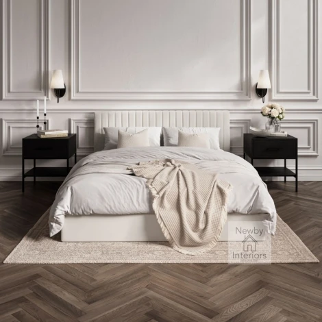 BERMIL4.6* - Berlin Milk Weave Fabric 4ft6in Double Ottoman Bed