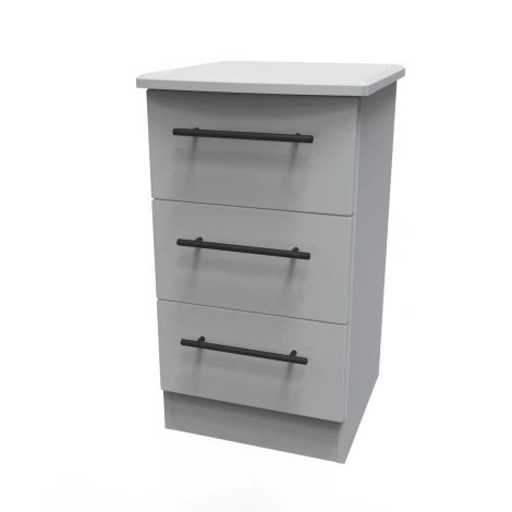 BEV001-DG-DG - Beverley Dusk Grey 3 Drawer Bedside Table