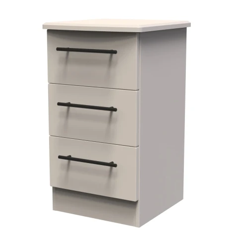 BEV001-KM-KM - Beverley Kashmir Matt 3 Drawer Bedside Table