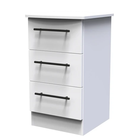 BEV001-WM-WM - Beverley White Matt 3 Drawer Bedside Table
