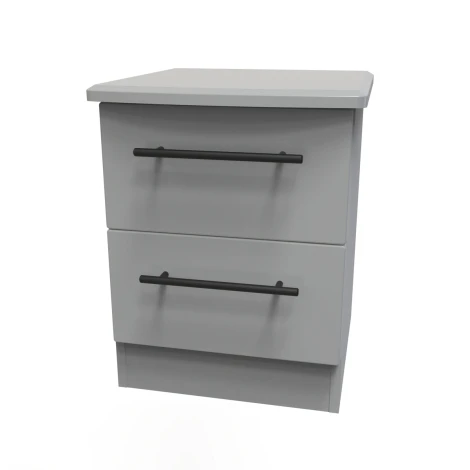 BEV005-DG-DG - Beverley Dusk Grey 2 Drawer Bedside Table
