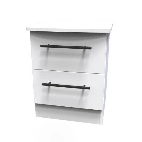 BEV005-WM-WM - Beverley White Matt 2 Drawer Bedside Table
