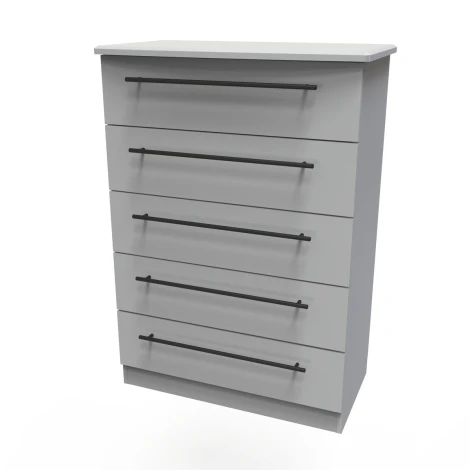 BEV012-DG-DG - Beverley Dusk Grey 5 Drawer Chest
