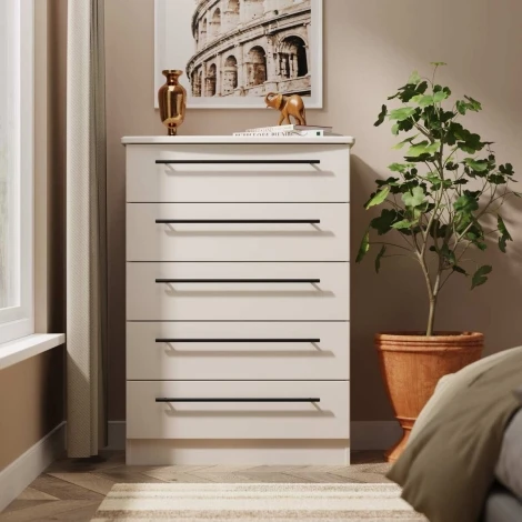 BEV012-KM-KM - Beverley Kashmir Matt 5 Drawer Chest