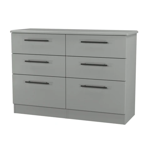 BEV015-DG-DG - Beverley Dusk Grey 6 Drawer Midi Chest