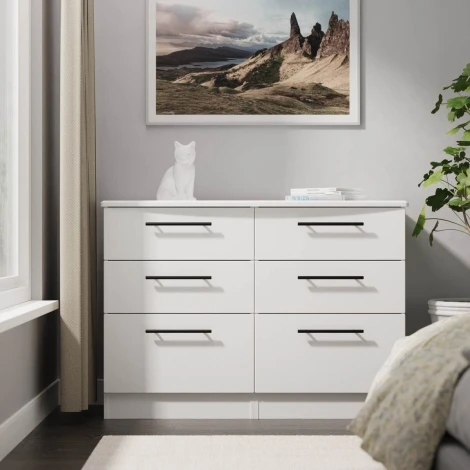 BEV015-WA-WA - Beverley White Ash 6 Drawer Midi Chest