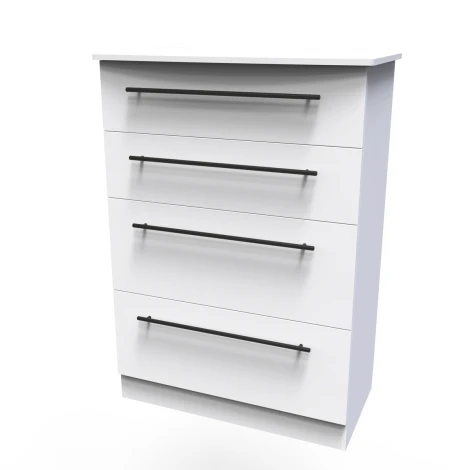 BEV050-WM-WM - Beverley White Matt 4 Drawer Deep Chest