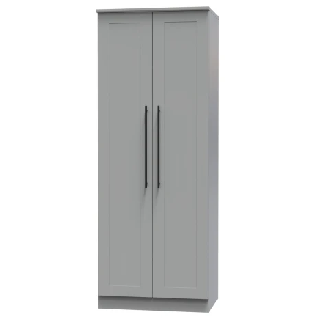 BEV080-DG-DG - Beverley Dusk Grey Tall 2ft6in Plain Double Wardrobe