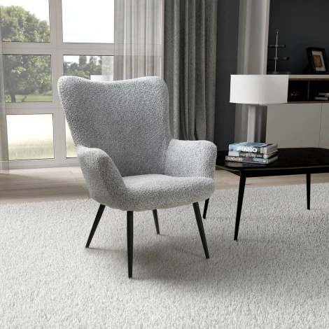 622-05-03-21-01 - Bordeaux Textured Chenille Effect Grey Armchair