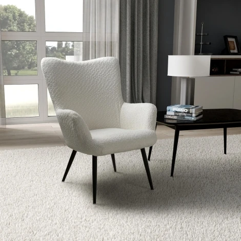 622-05-07-21-01 - Bordeaux Textured Chenille Effect White Armchair