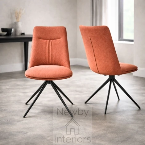 Boden Brick Fabric Swivel Dining Chair, Black Metal Legs (Pair)