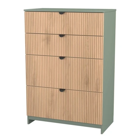 BOP050-SE-RG - Bora Reed Green Slatted Effect 4 Drawer Deep Chest