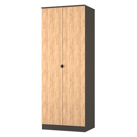 BOP080-GC-GB - Bora Gold Oak & Graphite Tall 2ft6in Plain Double Wardrobe