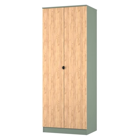BOP080-GC-RG - Bora Gold Oak & Reed Green Tall 2ft6in Plain Double Wardrobe