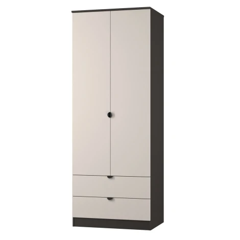 BOP081-KM-GB - Bora Gold Oak & Kashmir Matt Tall 2ft6in 2 Drawer Double Wardrobe