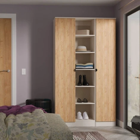 BOP195-GC-KM - Bora Gold Oak & Kashmir Matt Triple 2 Door Wardrobe