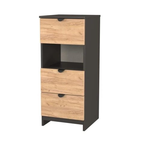 BOP602-GC-GB - Bora Gold Oak & Graphite 3 Drawer Locker