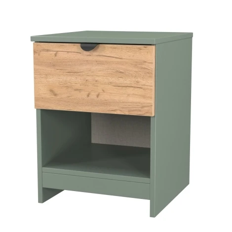 BOP605-GC-RG - Bora Gold Oak & Reed Green 1 Drawer Locker