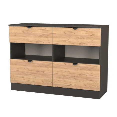 BOP615-GC-GB - Bora Gold Oak & Graphite 4 Drawer Midi Chest