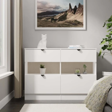 BOP615-WM-WM - Bora White Matt 4 Drawer Midi Chest