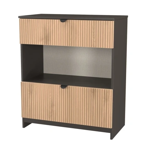 BOP649-SE-GB - Bora Slatted Front 2 Drawer Deep Chest Graphite Base