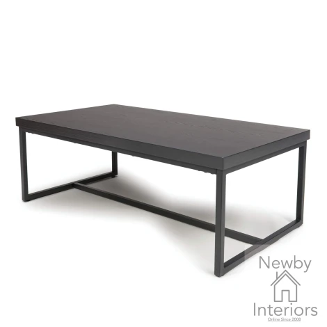 Boston Black Ash Coffee Table Black Metal Legs