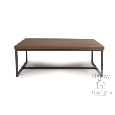Boston Smoked Oak Top Rectangular Coffee Table with Metal Frame