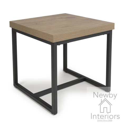 BOS-008-RO - Boston Rustic Oak End Table Black Metal Legs