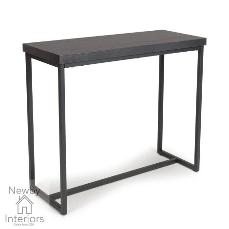 Boston Black Ash Console Table Black Metal Legs