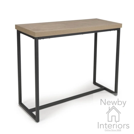 Boston Rustic Oak Console Table Black Metal Legs