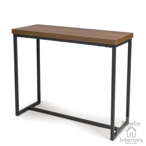 Boston Smoked Oak Console Table Black Metal Legs