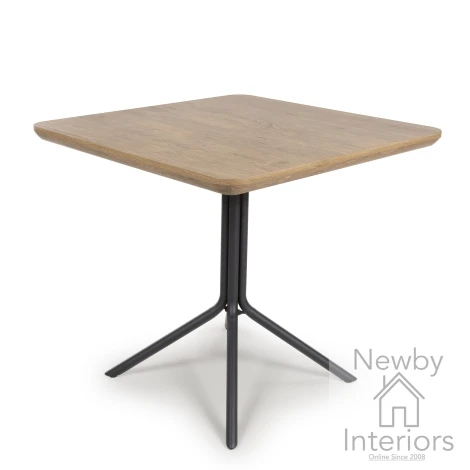 Boston Rustic Oak Small Square Dining Table Black Metal Legs