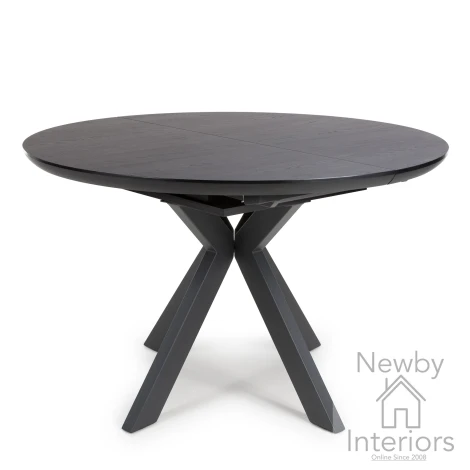 Boston Black Ash Round Extending Dining Table 1.2m to 1.6m