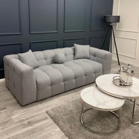 S-BOU-BUBBLE-GREY - Bubble Grey Boucle Fabric 3 Seater Sofa