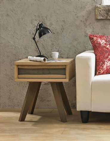 6040-04 - Cadell Aged Oak Lamp Table With Drawer