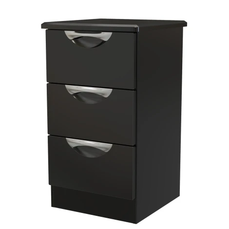 CAM001-BG-BM - Camden 3 Drawer Black Gloss Bedside Table