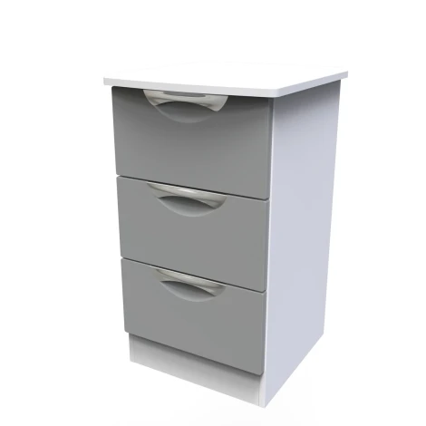 CAM001-DG-WM - Camden Dust Grey & White Matt 3 Drawer Bedside Cabinet