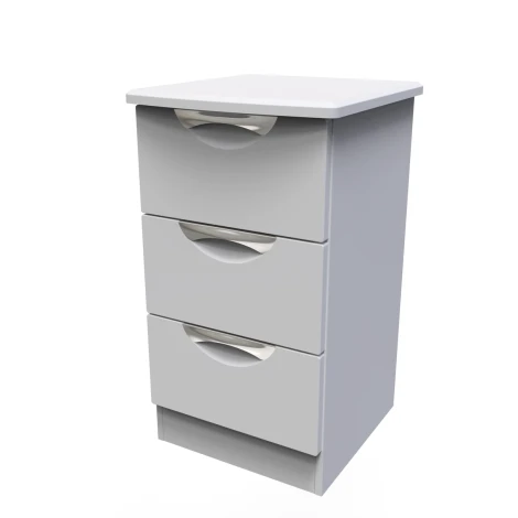 CAM001-GM-GM - Camden Grey Matt 3 Drawer Bedside Table