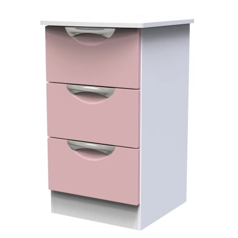 CAM001-KP-WM - Camden Kobe Pink & White Matt 3 Drawer Nightstand 
