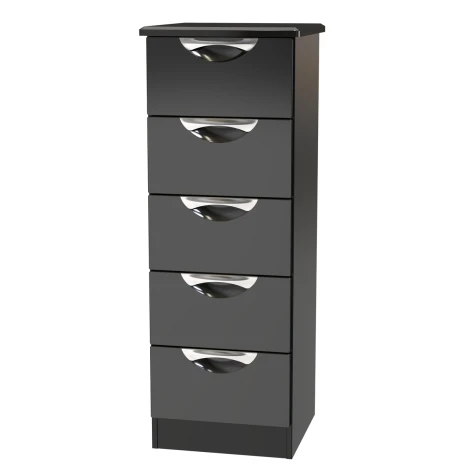 CAM003-BG-BM - Camden Black Gloss 5 Drawer Nightstand